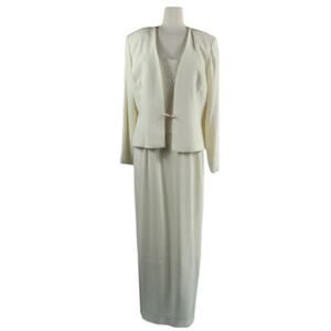Jovani Beaded Gown with Jacket Cream Size 14